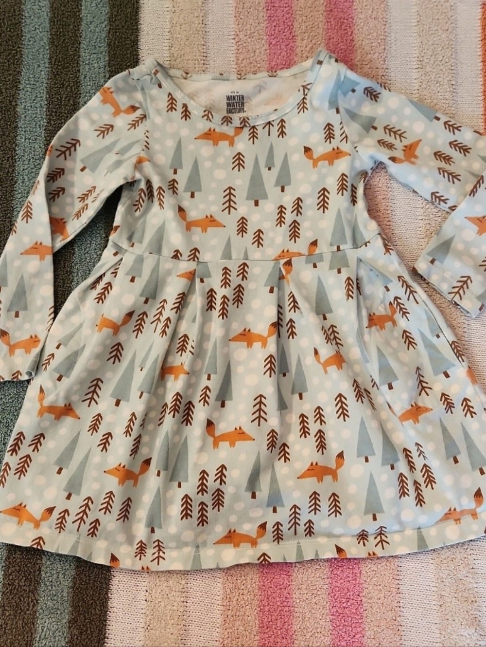Winter water factory 3t organic cotton fox woodland animal dress sustainable